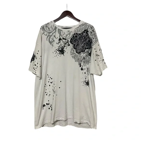 Victorious Urban Couture Graphic T Shirt Vtg Baggy White Rhinestone Goth Y2K - Picture 4 of 16